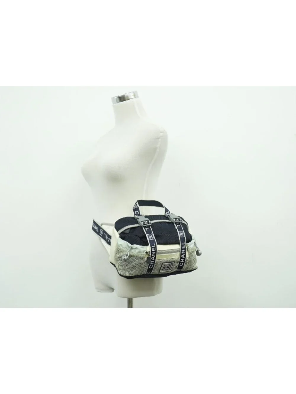 Chanel Sports Line CC Logo Waist Bag Canvas Navy White Sport